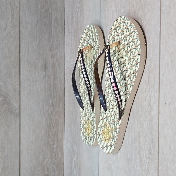 Tory Burch Womens Thinn Logo Thong Beach Sandals Flip Flop shoes sz 10-11 - Picture 1 of 11